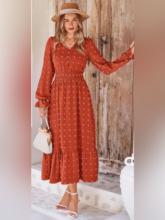 fashion f Dresses & Skirts - Chic Autumn Floral Long Sleeve Dress